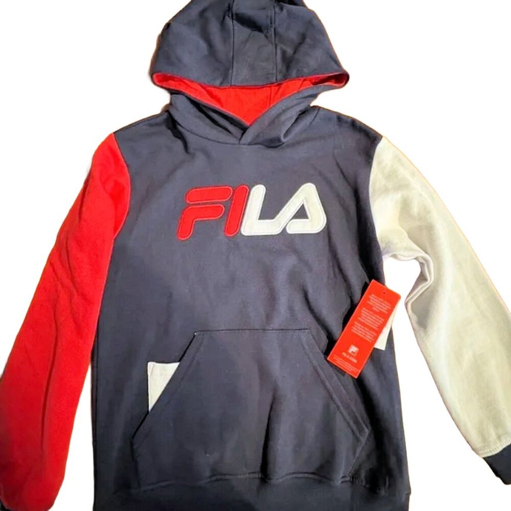 Fila Hooded Sweatshirt Boys Size M Navy Blue and Red NEW WITH TAGS